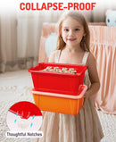 GAMENOTE 6 Quart Stackable Plastic Storage Bins with Lids, 6 Pack, Colorful — 3