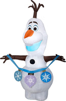 Gemmy Christmas Airblown Inflatable Frozen 2 Olaf Holding String of Ornaments Disney, 4 ft Tall — 1