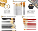 163-Piece French Easel Painting Set | All-in-One Deluxe Artist Starter Kit w/Wooden Field & Studio Sketch Box Easel for Adult, 100+ Professional Paints, Stretched & Panel Canvases, Brushes, Palettes — 3