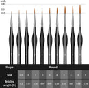 10Pcs Micro Paint Brushes Set with Triangular Handles - For Acrylic, Watercolor, Crafts, Models | Black — 4