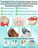 10PCS High Heel Comfort Pad Inserts, Silicone Shoe Cushion Insoles Heel Grips Liner Metatarsal Pads for Women Shoes Too Big, Prevent Rubbing Blisters, Self Adhesive, Clear 5