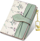 Wallets for Women- RFID Blocking- Soft PU Leather Bifold Coin Zipper Pocket Purse-Small flower wallet Credit Card Holder with ID Window (Green)