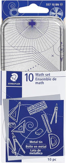 STAEDTLER 10-Piece Math Set with Metal Compass, 6" Ruler & Triangle Squares, 45° & 30/60° Set Squares, Alphabet Stencil - Measuring Tools | 1 Pack — 2