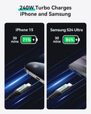 INIU 240W USB C to USB C Cable, [1ft+1ft] Fast Charging Type C Cord 2