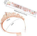 COCIDE Rose Gold Birthday Queen Sash & Tiara Set - Glitter Sash & Rhinestone Tiara for Women - Birthday Decoration Kit | 9 Rose Gold Flower — 7
