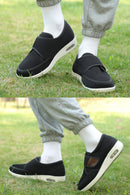 Men's Diabetic Shoes Large Size Plus Fertilizer Widening Shoes Adjustable Foot Swelling Shoes Non-Slip Double Insole Air Cushion Bottom Walking Shoes - Black — 7