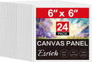 ESRICH 6x6 Canvas for Painting, 24 Pack Canvas Boards Cotton Painting Canvas Primed Acid Free Small Blank Canvases Panels for Oil Paint, Watercolor, Acrylic Paint, Gouache, Tempera. | 6x6in — 1
