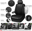CAR PASS Piping Luxury Faux PU Leather Two Front Car Seat Covers, Waterproof Anti Slip Seat Covers Compatible with Front Seat Armrests,Universal Fit for Suvs,Vans,Trucks, Airbag Compatible(All Black) — 3