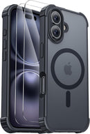 for iPhone 16 Case, 2X Screen Protectors, Black — 1