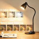 BOHON LED Desk Lamp with USB Charging Port 3 Color Modes Dimmable, Black — 2