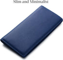 Bveyzi Ultra Slim Thin Leather RFID Blocking Credit Card Holder Bifold Clutch Wallets for Women - Navy Blue - Leather — 2