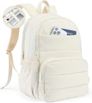 Uselike Travel Backpack for Women, 15.6 Inch Laptop Backpack, Quilted College Bookbag, Cute Work Backpacks, Water Resistant (Beige) — 1