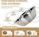 Elevated Cat Bowl, Raised Cat Food and Water Bowl Set for Indoor Cats, Splash Proof with 2 Stainless Steel Pet Food Bowls for Cats and Puppies, Whisker Fatigue and Dishwasher Safe - Black — 4