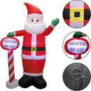 MorTime 8 FT Christmas Inflatable Santa Claus with Guidepost, Blow up Lighted Giant Wave Santa Claus North Pole with LED Lights Yard Decoration Party Display for Xmas Outdoor Decorations — 2
