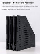 Leven Collapsible Magazine File Holder/Desk Organizer for Office Organization and Storage with 3 Vertical Compartments, Dark Grey, — 3