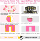 Pre-Strung Happy Birthday Banner - Roseo Pink Party Decorations — 4