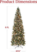 Best Choice Products 6ft Pre-lit Pencil Christmas Tree Pine w/Twinkling LEDs Partially Flocked Frosted Slim Holiday Decoration Skinny Xmas Tree, 250 Lights, 618 Frosted Tips, 50 Pine Cones, Stand — 7
