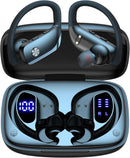 bmani Ear Buds Wireless Earbuds Bluetooth Headphones with 80H Playtime LED Display Case, Over-Ear Hook with Mic, Stereo Sound, Easy Button Controls, Sports Earphones for Running Workout Gym Black photo 1
