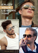 GQUEEN Classic Pilot Polarized Sunglasses Men Women Retro Shades UV400 MOS1 | A Gun Frame/Green Lens | Model A — 2