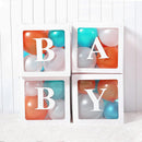 Baby Boxes with Letters for Baby Shower,Clear Baby Shower Decorations Block Boxes for Gender Reveal,Transparent Balloon Box Backdrop Birthday Party,4PCS (Pack of 2) | 4 Count (Pack of 2) — 4