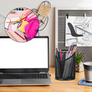 Delifox 2 Pack Pen Holder Mesh Round Pencil Holder 3 Compartments, Black — 5