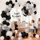 Zesliwy Black Silver White Balloons Set, 50pcs 12In, Latex, Party Decor | Black White Silver — 5