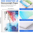 Fuumuui Watercolor Paper Block 9x12 Inch, 100% Cotton Paper Pad, 22 Sheets, Cold Pressed | 140 lb/300gsm Acid-Free for Painting, Drawing, Art Journaling, Professional Artist Quality | Blue Cold Press | 9“×12” — 5