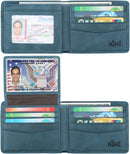 HIMI Wallet for Men-Genuine Leather RFID Blocking Bifold Stylish Wallet With 2 ID Window - Ocean Blue - Vintage Style — 1