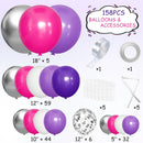 MEBAY Hot Pink Purple Silver Baloon Garland Arch Kit, 146Pcs Latex Balloons Different Sizes 18 12 10 5 inch for Women Girls Birthday Baby Shower Wedding Party Decorations | Hot Pink-purple-silver — 2