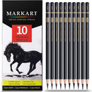 MARKART Professional Charcoal Pencils Drawing Set, 10 Pcs Soft Medium Hard | Black — 1