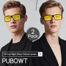 Polarized Fit Over Glasses Sunglasses for Men Women Driving Square Wrap Around Shades UV Protection Sun Eyewear PT2006 | 2pcs(black/Nightvision) | 62 Millimeters — 3