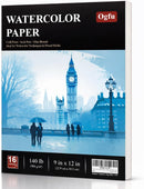 Ogfu Watercolor Paper Pad, 9"x12" Water Color Paper, 140lb/300gsm | Black | 9"X12" (Pack of 1) Pad — 1