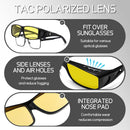 Polarized Fit Over Glasses Sunglasses for Men Women Driving Square Wrap Around Shades UV Protection Sun Eyewear PT2006 | 2pcs(black/Nightvision) | 62 Millimeters — 7