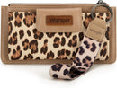 Montana West X Wrangler Brown Wristlet Wallet Minimalist Clutch Womens Wallet Rfid Card Cases & Money Organizers with Coin Purse and Smooth Zipper