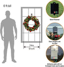 4-Pack Solar Christmas Wreath, 24 Inch Pre-Lit Christmas Door Wreath with Solar Powered LED Lights Green Pine Red Berry Glitter Branches Party Ornaments for Home Xmas Holiday Decor — 5