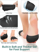 2 Pairs Metatarsal Foot Pads, Ball of Foot Cushions for Women Men Feet Pain Relief, Sesamoiditis, Metatarsalgia, Mortons Neuroma-Fabric Sleeves with Gel Inserts(Black, Small) 2