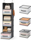 6-Shelf Hanging Closet Organizer with 3 Drawers & Side Pockets, Gray — 1