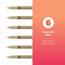 Sakura Pigma 50035 Micron Blister Card Ink Pen Set, Black, 01 6CT | Micron 01 — 2
