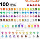 Shuttle Art 100 Colors Acrylic Paint, 2oz/60ml Bottles, Include 2 Sets of 12 Paint Brushes, 1 Art Sponge & Palette, Premium for Artists, Beginners & Kids on Canvas Rocks Wood Ceramic | Regular | 2 Fl Oz (Pack of 100) — 3