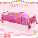 4 Pack Iridescent Pink Plastic Tablecloths, FunnyPars Shiny Disposable Laser Rectangle Table Covers, Holographic Foil Tablecloth Iridescent Party Decorations for Kpop Birthday Wedding Xmas, 54x108Inch — 2