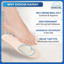 HAPAD Dancer Pad 5/16" - Men, Cut-Out Adhesive Pad Wool Felt Shoe Insert 7