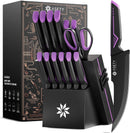 ASETY Knife Set, 15 PCS Kitchen Knife Set with Built-in Sharpener Block — 1