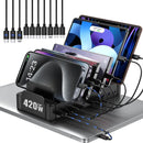Zobirez 420W 10-Port Fast USB Charging Station for Multiple Devices, Black photo 1