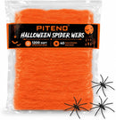 Piteno® 1200 sqft Spider Webs Halloween Decorations with 40 Fake Spiders, Stretchable Halloween Spider Webs for Indoor Outdoor Haunted House Yard Porch Party Decor (Orange) — 1