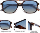 SOJOS Retro Aviator Sunglasses Womens Mens,Trendy Rectangle Shades SJ2202 | Tortoise Frame/Blue Grading Lens — 4