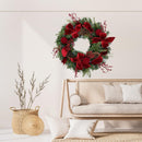 24-Inch Deluxe Christmas Wreath, Luxurious Red Velvet Bow, pinecones, and Vibrant Red Berries, Pre-Lit with 50 Color-Changing LED Lights, Battery Operated — 7