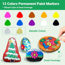 Oil Based Paint Pen, Permanent Paint Marker: Quick-Dry, Waterproof Marker Set of 12 for Rock Painting, Glass, Fabric, Ceramic, Wood, Metal, Mug, Plastic, Stone, Christmas Art Craft Supplies Kit | 12 Colors — 5