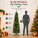 6ft Pre-Lit Slim Artificial Christmas Tree - 260 Warm White LED Lights, 600 Realistic Tips, Foldable Metal Stand - Family & Pet-Friendly, Easy Setup for Holiday Magic — 4