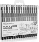 TWOHANDS Art Pen Drawing Marker Pens Fineliners, Set of 16, Black | 1 Count (Pack of 16) — 6