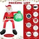 Christmas Inflatable Santa Claus, Outdoor Decorations Sitting Santa Claus Build-in LED Lights, Blow Up Santa Carrying Gift Bag Sitting Roof Yard Patio Bench Shrubs Tree Chair (Red, 8FT) — 8